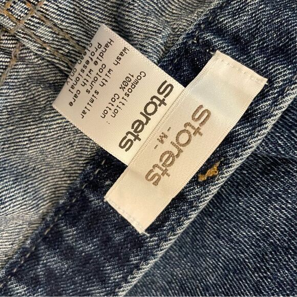 Storets Dark Wash Straight Leg High Rise Jeans Ripped Cotton MED or 6 - Picture 7 of 7